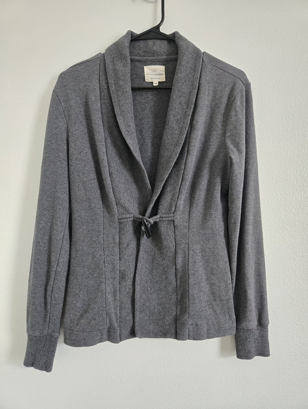 Banana Republic Charcoal Gray Shawl-Collar Tie Front Cardigan Sz S